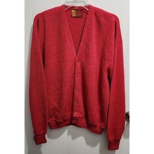 Vtg SEARS Kings Road Reddish-Pink Alpaca Wool Blend Knit LS Cardigan Sweater L